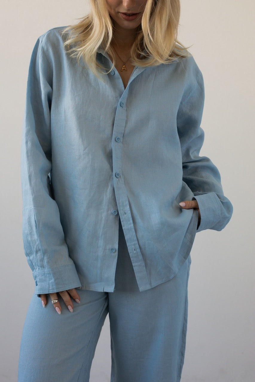 Lněná košile sky blue