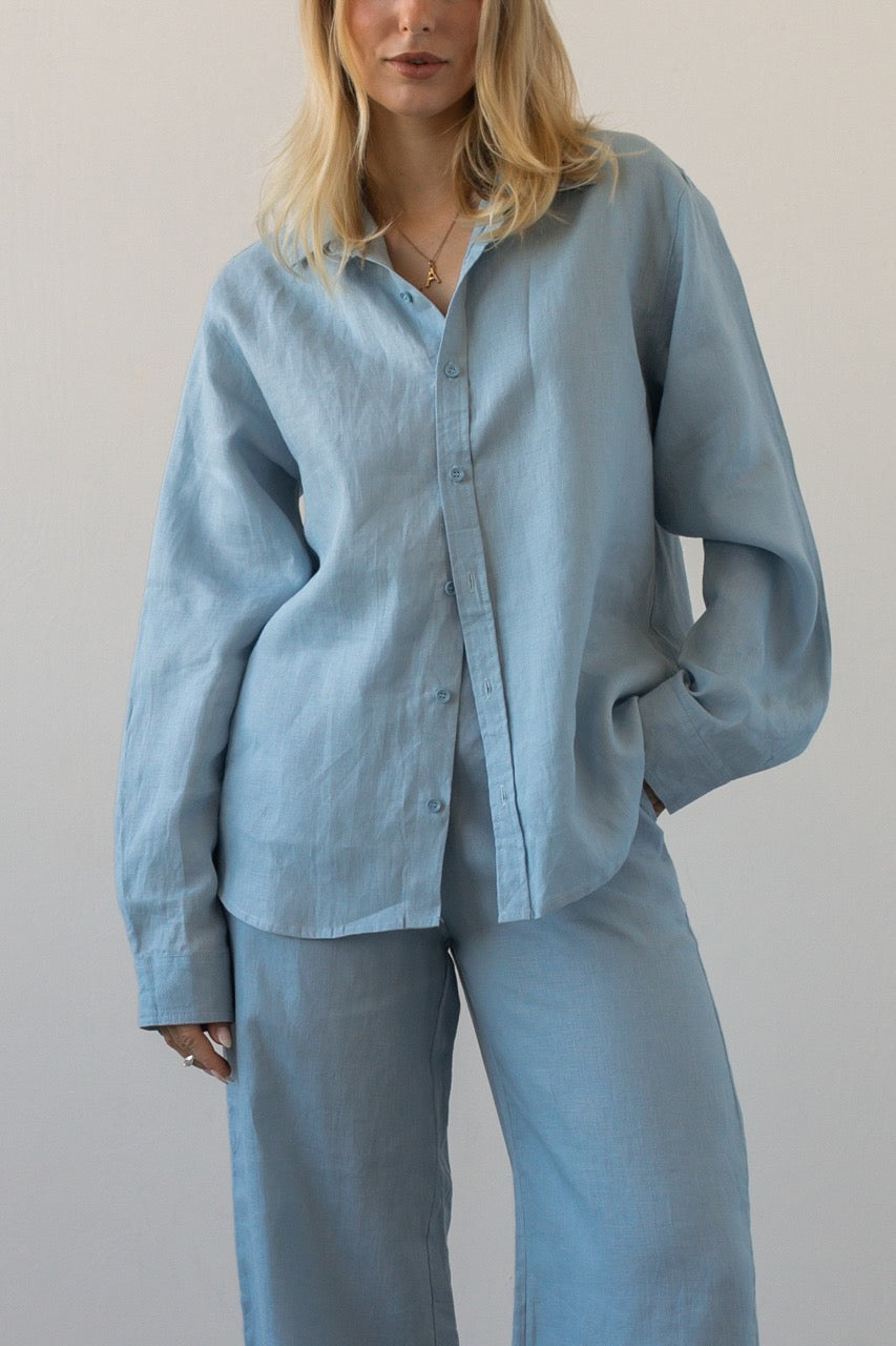Lněná košile sky blue