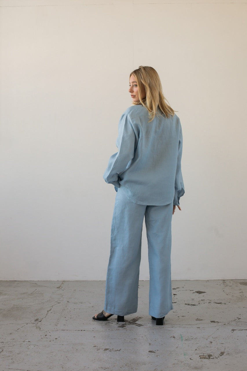 Lněná košile sky blue